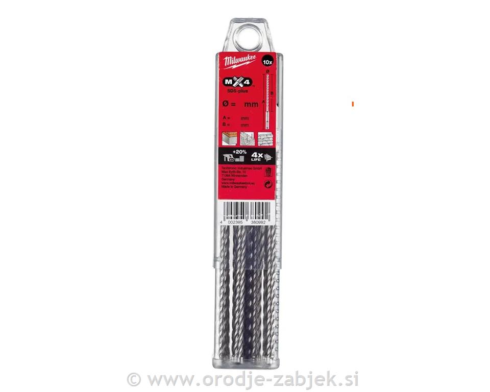 MX4 SDS-Plus set svedrov za beton fiO 6mm 215mm 10 kos MILWAUKEE