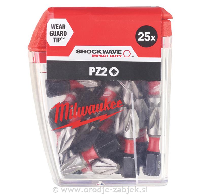 25-delni set vijačnih nastavkov PZ2 x 25mm MILWAUKEE