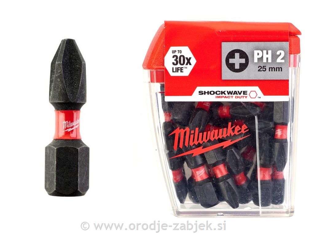 Križne 1/4" vijačne konice SHOCKWAVE MILWAUKEE