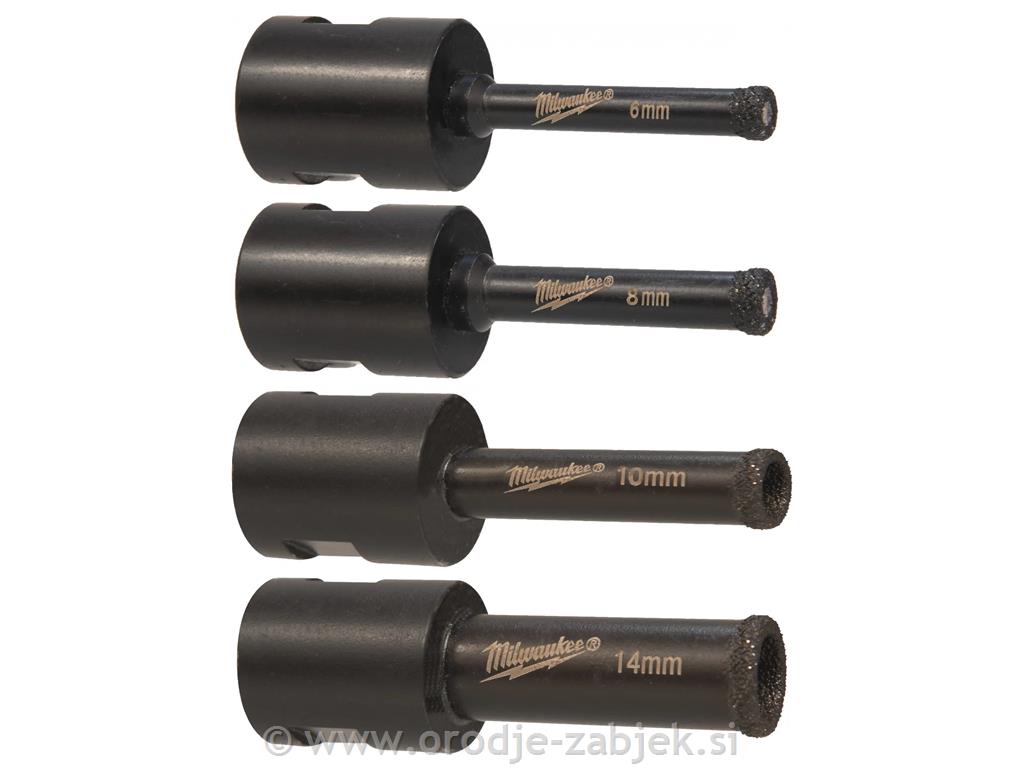 4-delni set diamantnih svedrov 6-14 mm MILWAUKEE