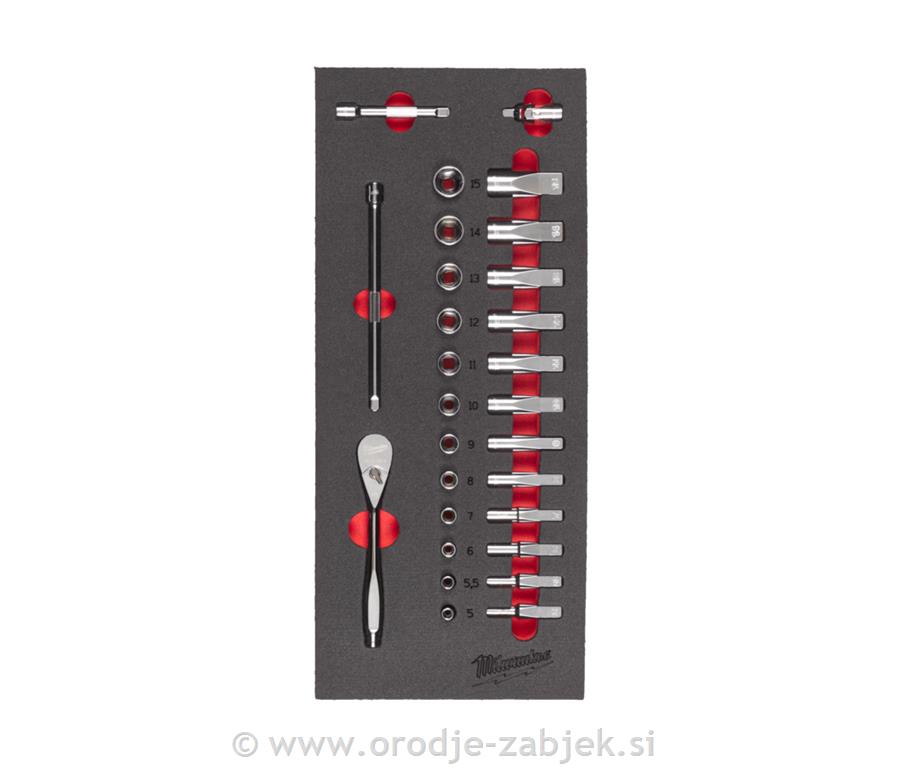 Set 28-delni račna + natični ključi 1/4" MILWAUKEE