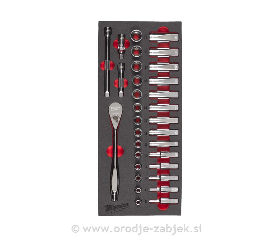 Set 32- delni račna + natični ključi 3/8" v peni MILWAUKEE