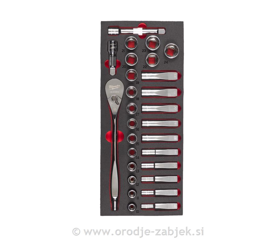 Set 28-delna račna + natični ključi 1/2" v peni MILWAUKEE