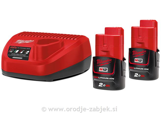 Set 2x akumulator in polnilnik M12 NRG-202 MILWAUKEE