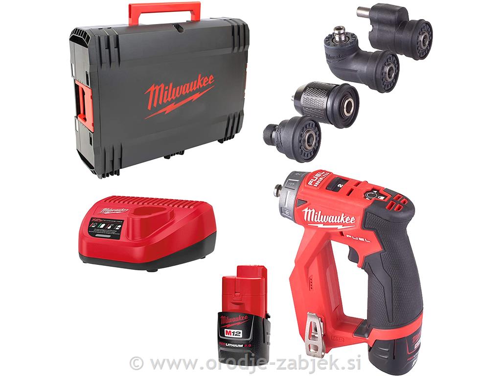 Inštalacijski vrtalni vijačnik s 4 zamenljivimi glavami M12 FDDXKIT-202X 