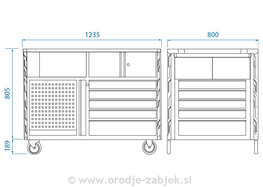 Voziček za orodje s 10 predali 