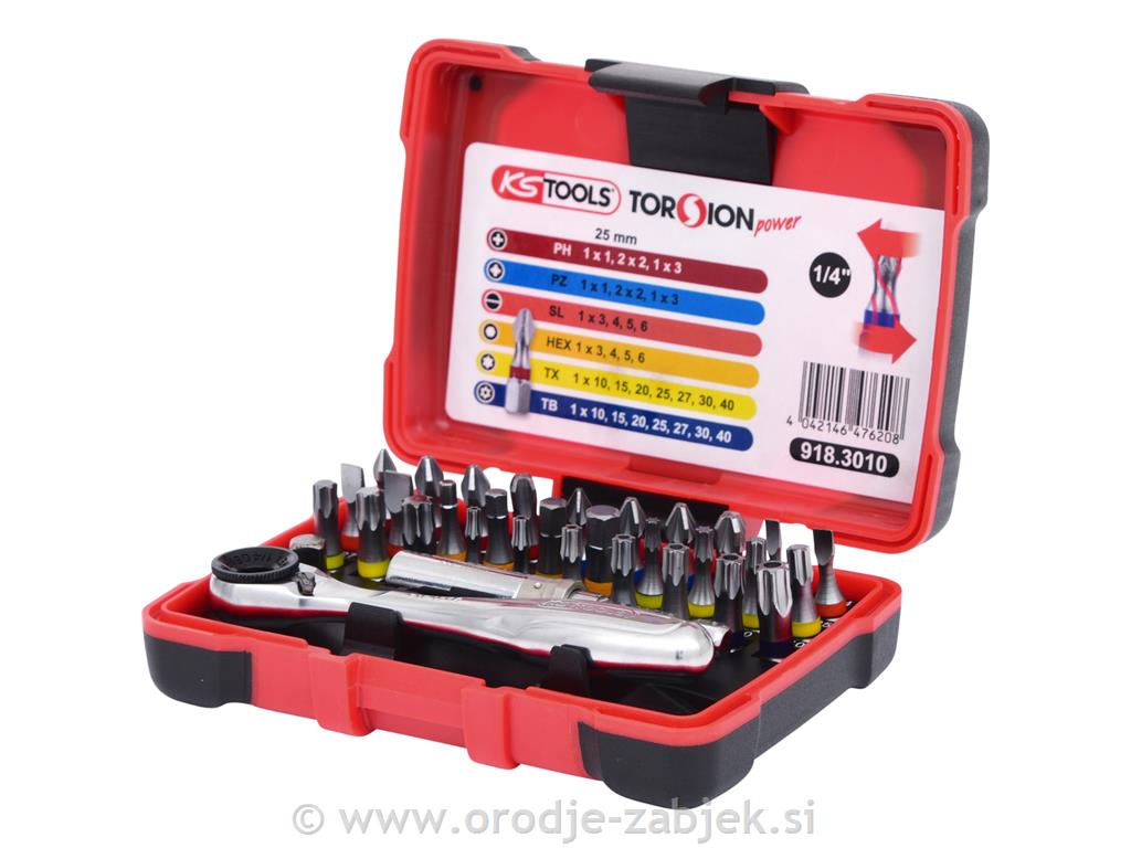 Komplet vijačnih konic z ragljo 1/4 " KS TOOLS