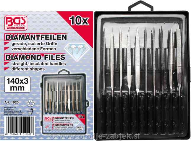 10-delni set diamantnih pil 140 x 3 mm BGS TECHNIC