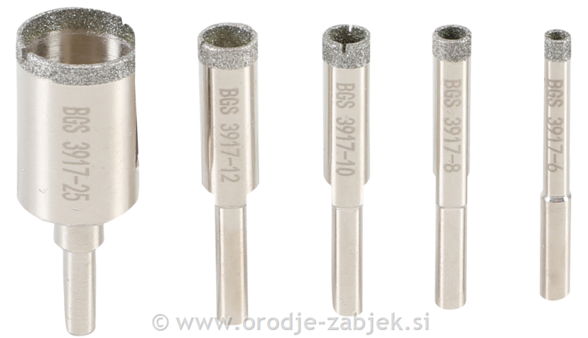 5-delni set diamantnih svedrov O 6, 8, 10, 12, 25 mm BGS TECHNIC