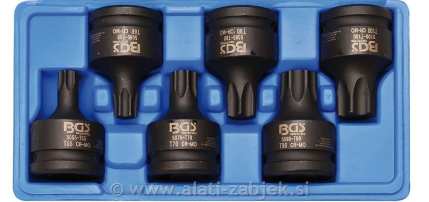 6-delni set nasadnih bitnih ključev TORX 3/4" T55 - T100 BGS TECHNIC