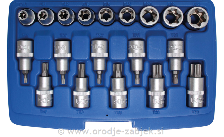 19-delni set nasadnih bitnih ključev TORX 1/2" 12.5 mm BGS TECHNIC