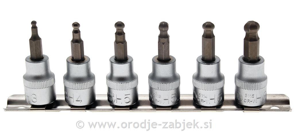 Set 6 kotnih bitnih nastavkov z okroglo glavo 3/8" BGS TECHNIC