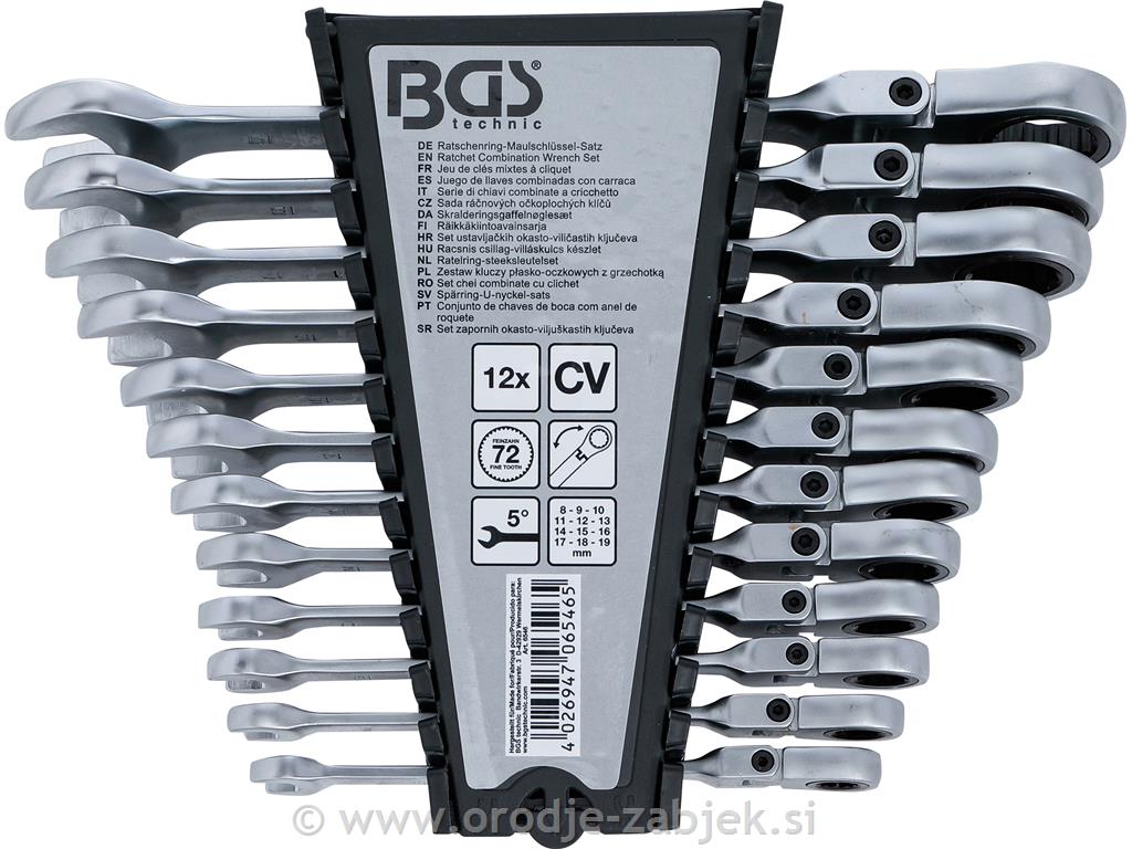 Set pregibnih ključev z ragljo 8-19mm BGS TECHNIC