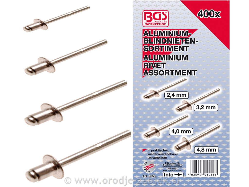 Set aluminijastih zakovic BGS TECHNIC