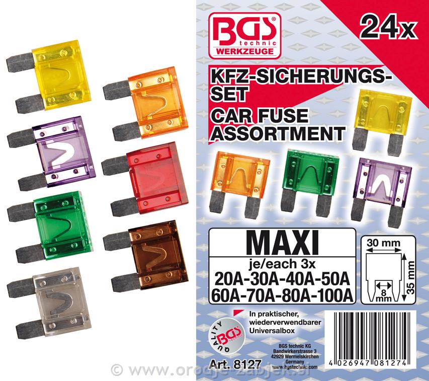 24-delni set avtomobilskih varovalk BGS TECHNIC