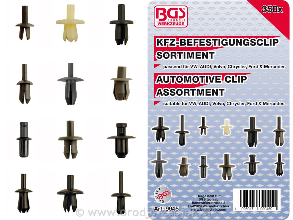 350-delni set avtomobilskih sponk BGS TECHNIC