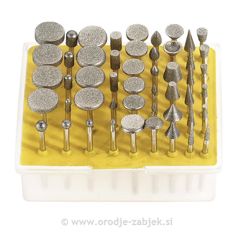 Set diamantnih brusnih nastavkov 3 mm 50 delni FERVI