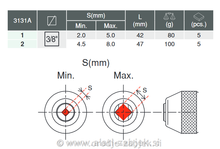 Nastavek za navojne svedre 3/8" M1-M6 KOKEN