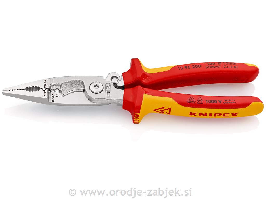 Inštalacijske klešče z odpiralno vzmetjo 13 96 200 KNIPEX