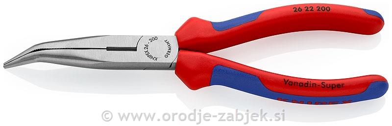 Zakrivljene kromirane klešče 26 22 200 KNIPEX