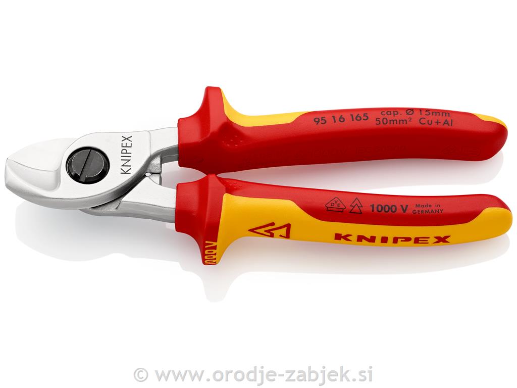 VDE škarje za kable z dvokomponentno prevleko 95 16 165 KNIPEX