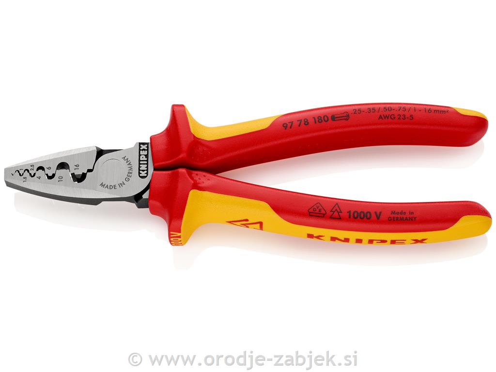 VDE stiskalne klešče za kabelske končnike 97 78 180 KNIPEX