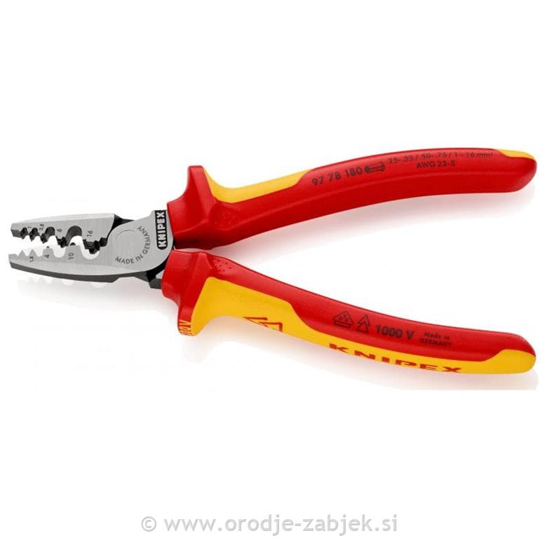 VDE stiskalne klešče za kabelske končnike 97 78 180 KNIPEX