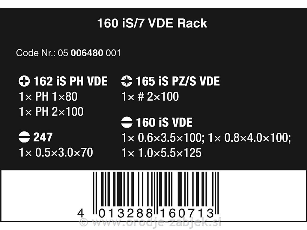 7-delni set VDE izvijačev 160 i/7 WERA