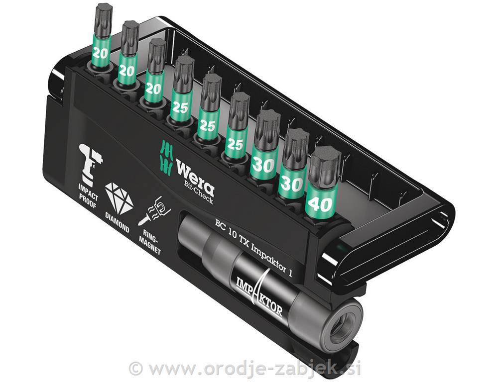 10-delni set udarnih TORX bit nastavkov Impaktor 1/4" WERA